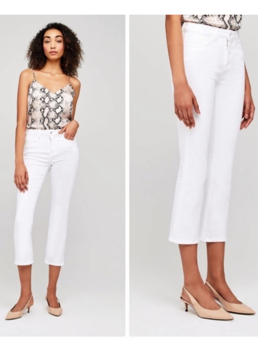 L’Agence White Nadia High Rise Crop Straight Jean In Blanc Size 27